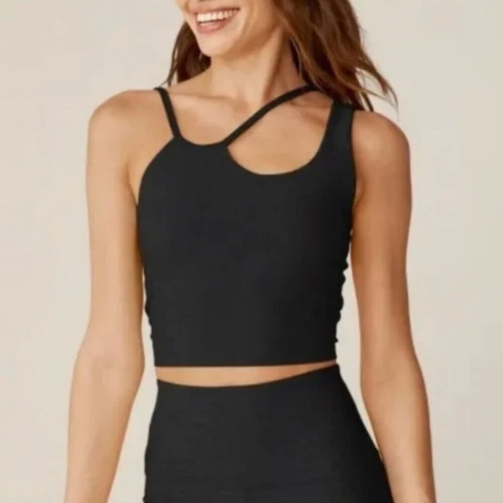 Beyond Yoga Spacedye Shapeshift Cropped Tank, Darkest Night, Small
